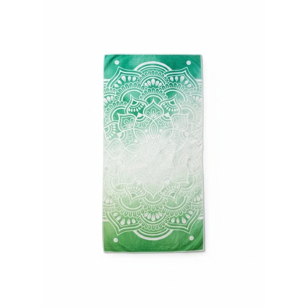 Mandala Print Beach Towel Green Ombre‎ Bohemian Yoga Towel